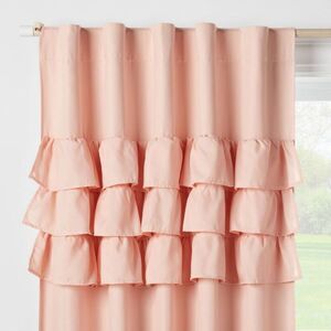 Pillowfort - 95" Ruffle Blackout Kids' Curtain Panel Pink - Pil Pink